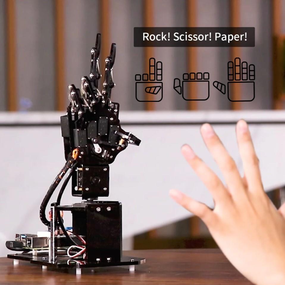 Hiwonder uHandPi Raspberry Pi Robotik El AI Görüş Python Programlama - Sol El