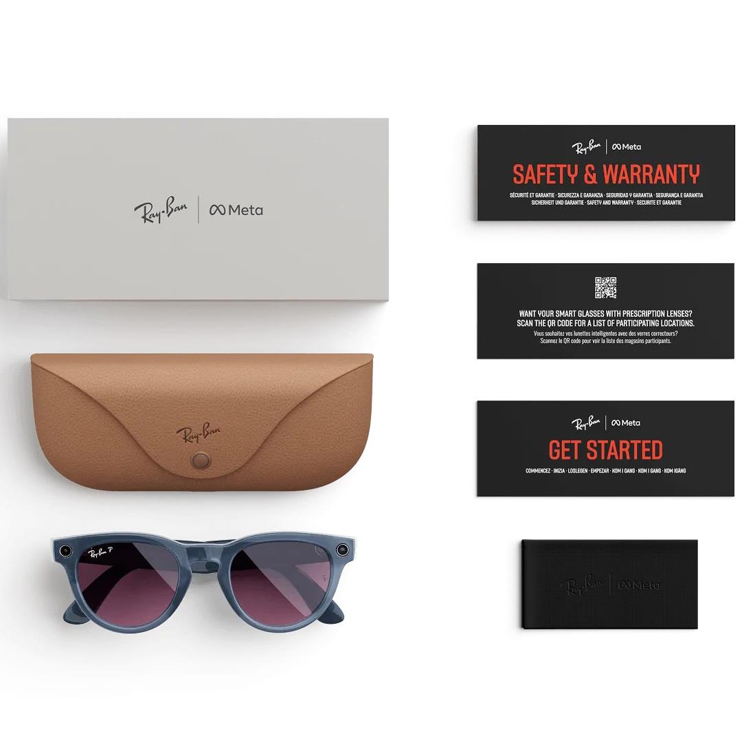 Ray-Ban Meta Headliner Kameralı Yapay Zekalı Akıllı Gözlük Shiny jeans Dusty Red 52 Beden