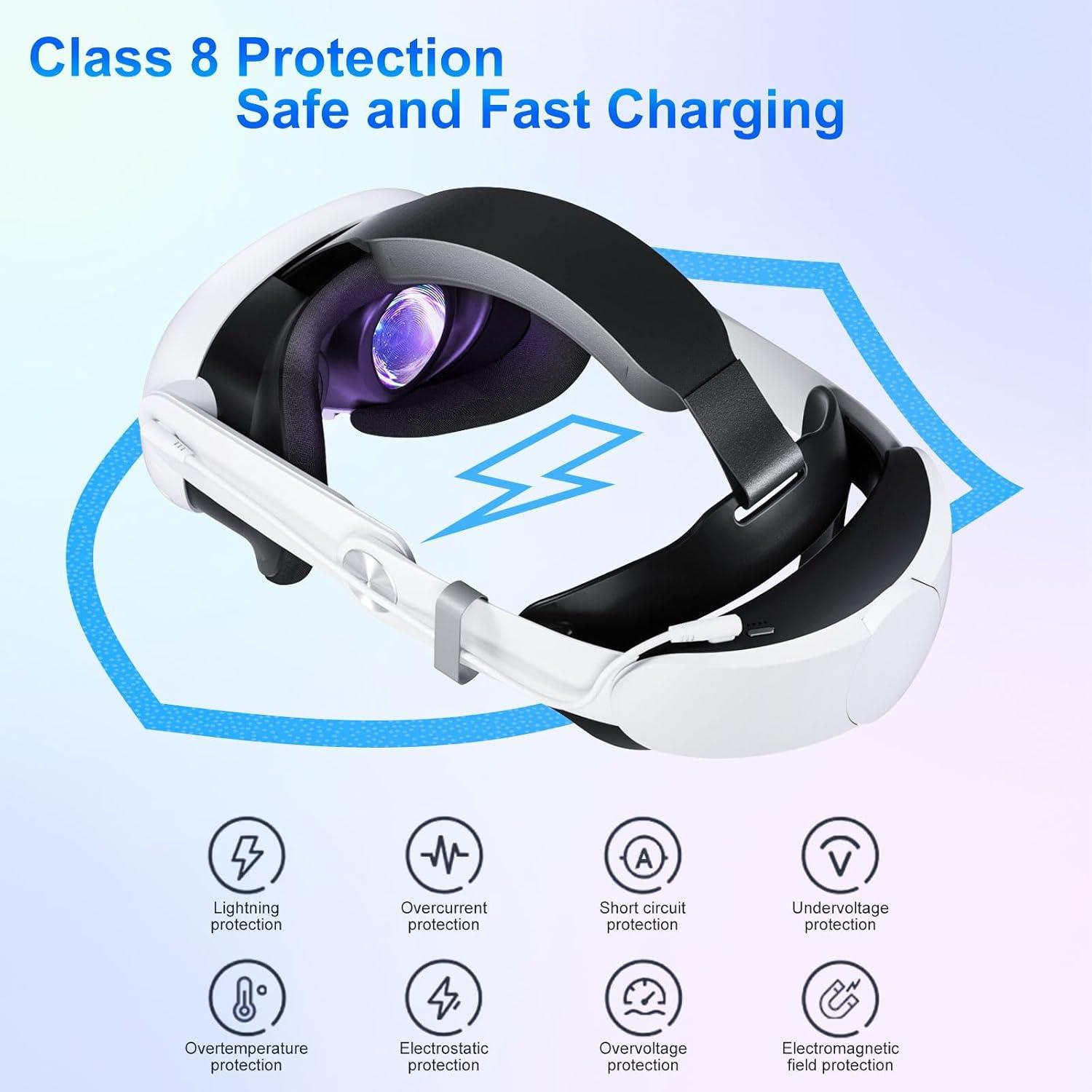 Meta Quest 3 ve 3S Uyumlu 10.000 mAh Pilli Kafa Bandı