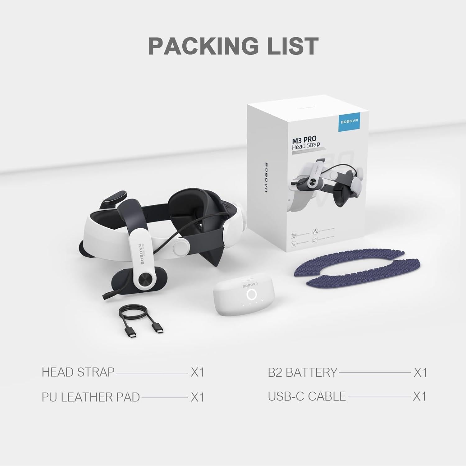 BOBOVR M3 Pro Pilli Konforlu Kafa Bandı Quest 3 ve 3S Uyumlu