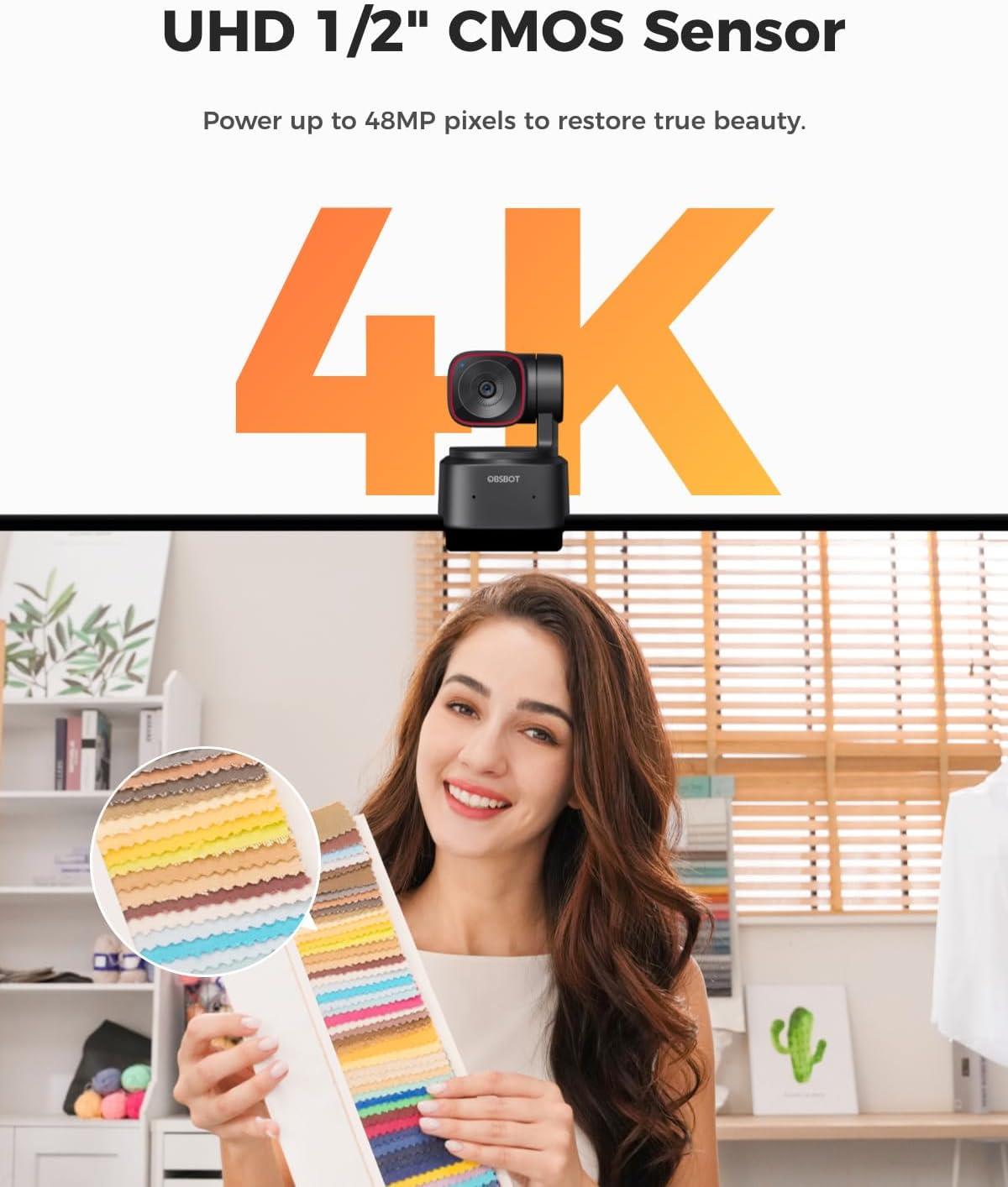 OBSBOT Tiny 2 Lite Ai Yapay Zeka Destekli PTZ 4K Web Kamera