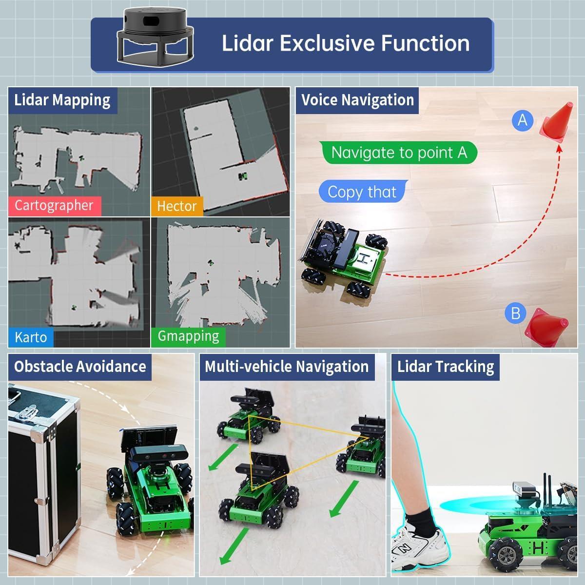 Hiwonder JetAuto ROS1 ROS2 Jetson Nano Lidar ve Derinlik Kameralı Robot Araba Standart Kit Jetson Nano 4GB Dahil