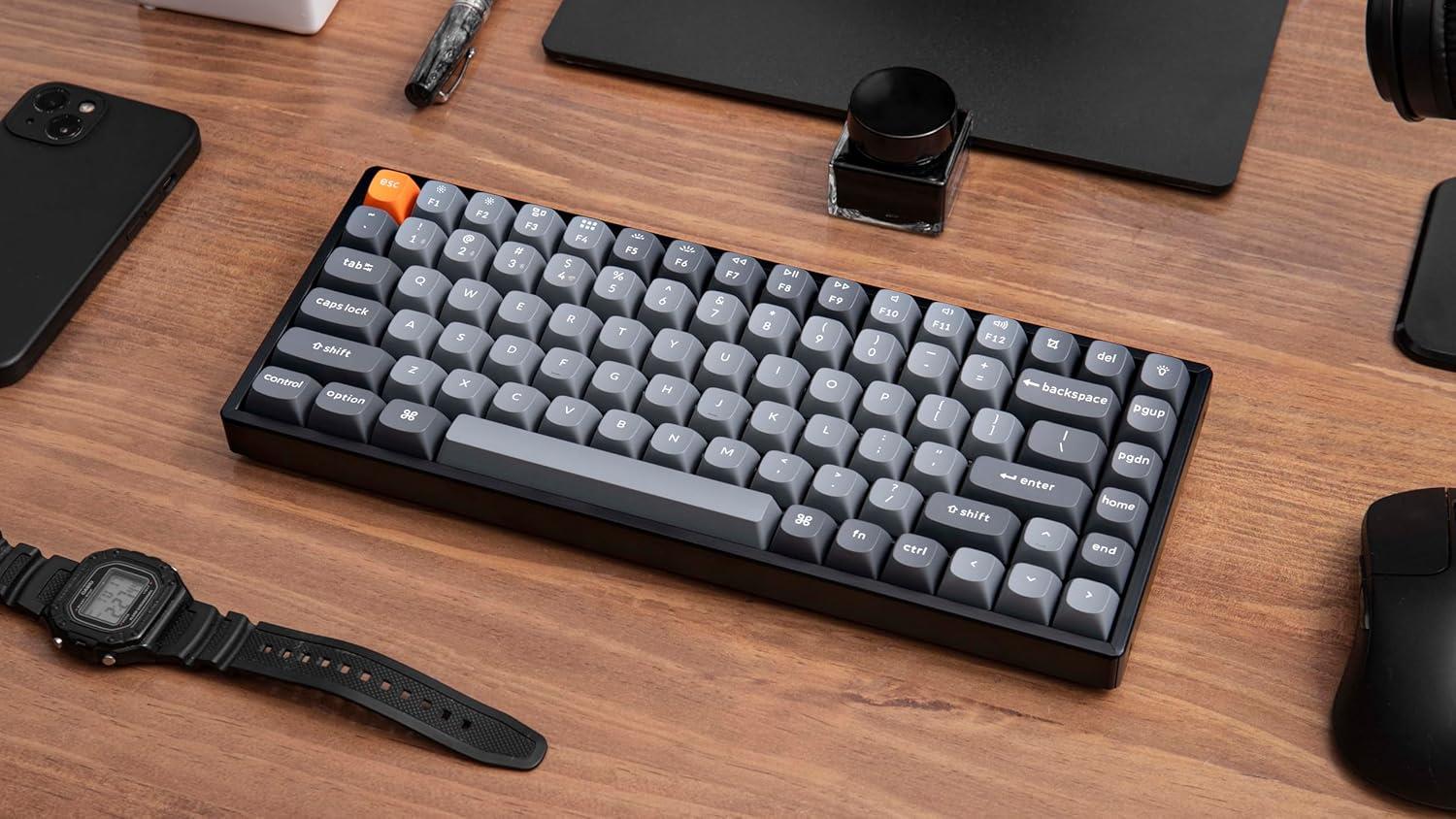 Keychron K2 Max QMK VIA Kablosuz Özel Mekanik Klavye Siyah Alüminyum Kırmızı Switch