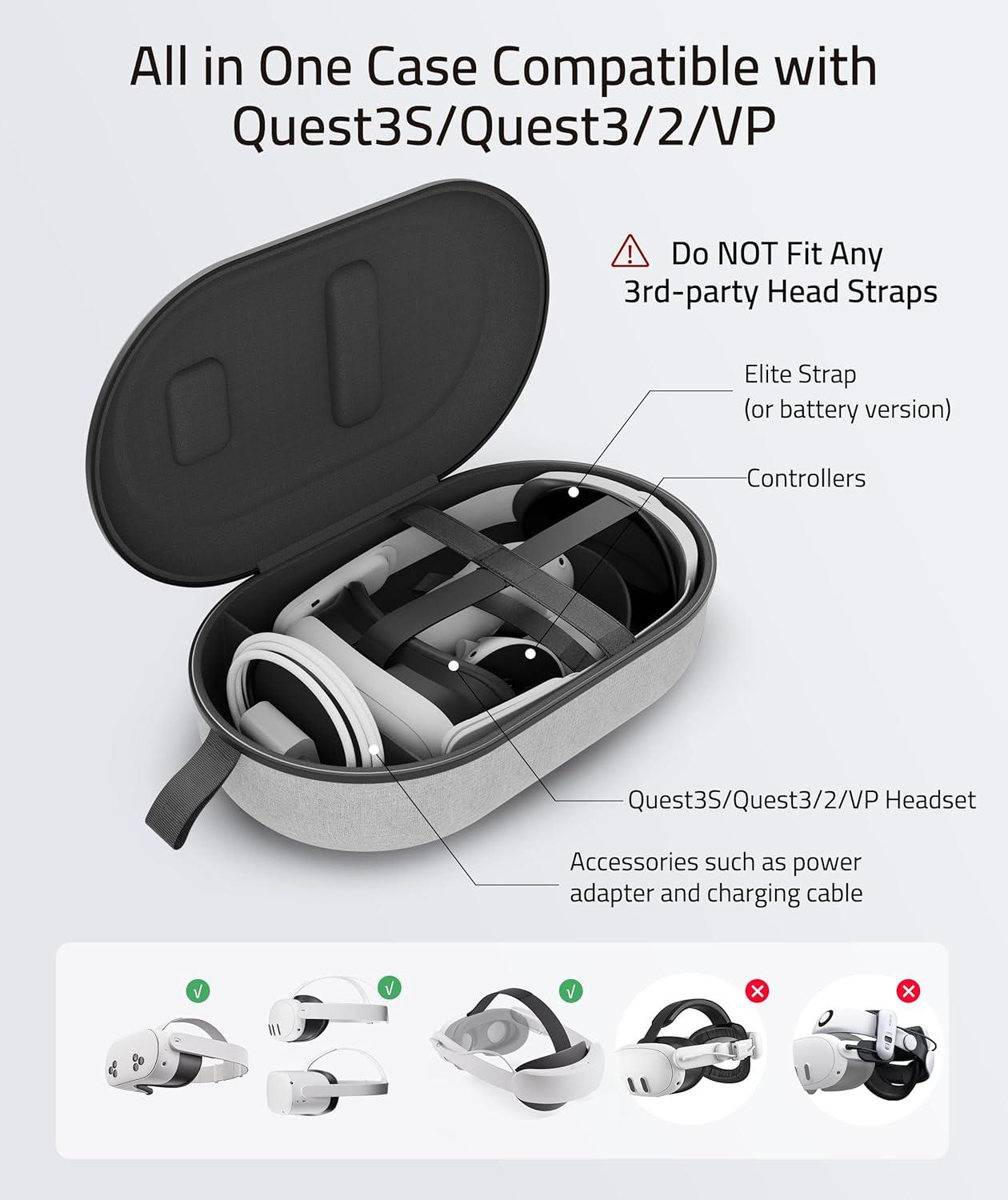 Meta Quest 3 3S 2 AVP Pico 4 VR Taşıma Çantası