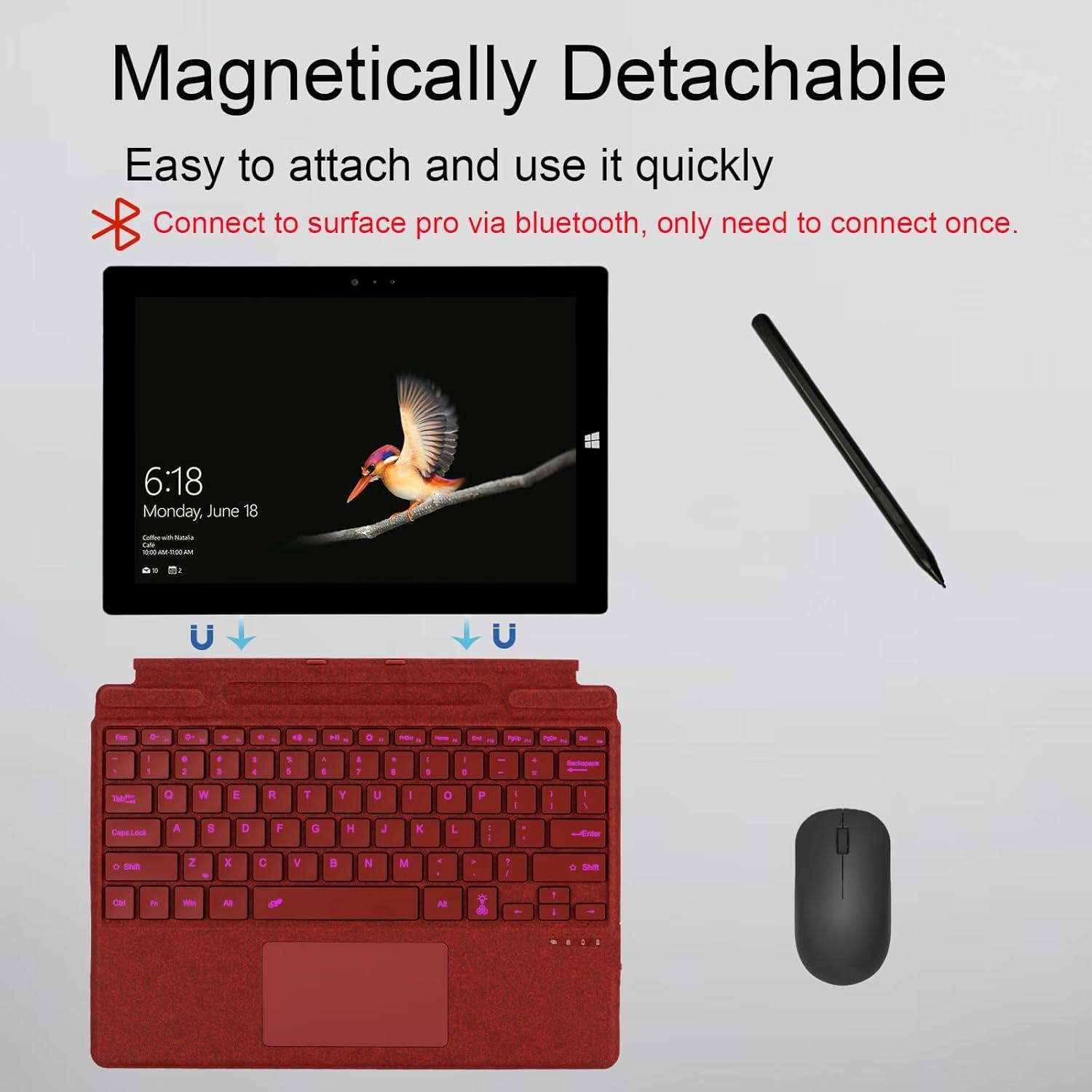 Microsoft Surface Pro 11 10 9 8 X İçin Slim Pen Yuvalı Zoof Signature Klavye Koyu Kırmızı