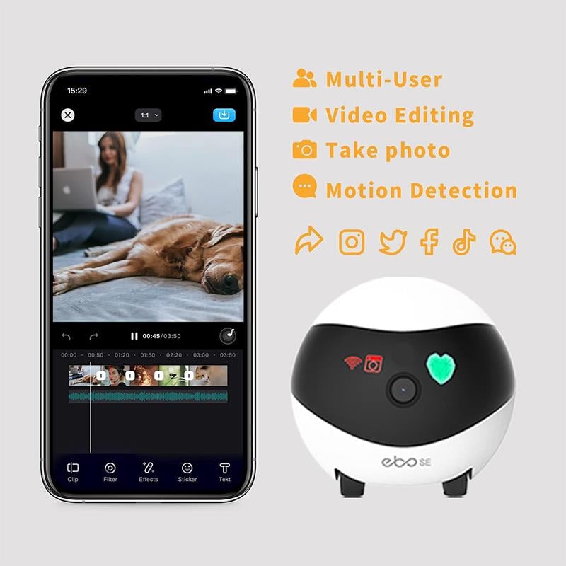 Enabot EBO SE Çocuk Yaşlı Pet ve Ev Güvenliği İçin WiFi Kamera Robotu
