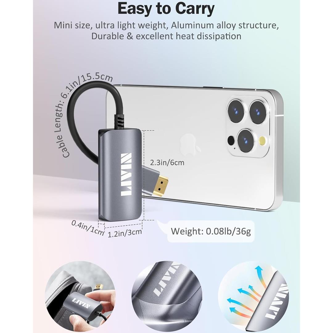Livin HDMI to USB C Adaptörü 4K 60Hz