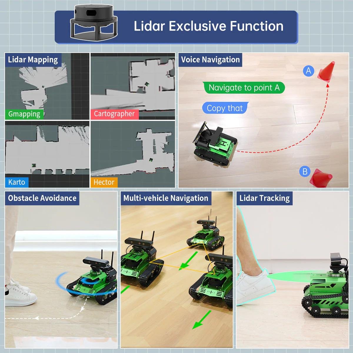 Hiwonder JetTank ROS Robot Tank – Gelişmiş Yapay Zeka ve SLAM Destekli Eğitim Robotu