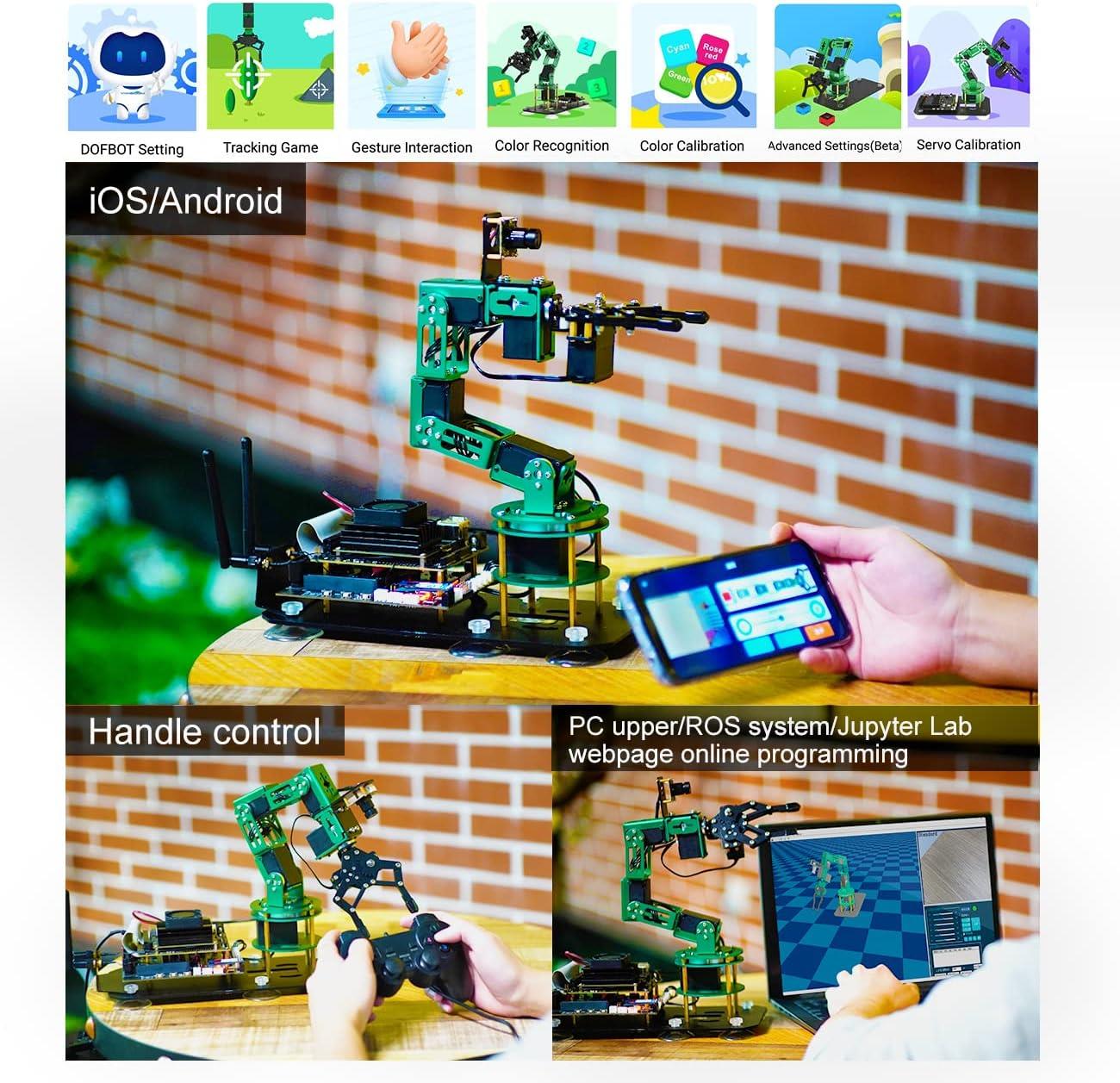 Yahboom DOFBOT Yapay Zeka Görüş ROS Python Açık Kaynak Robotik Kol - Jetson NANO 4GB Dahil Değil