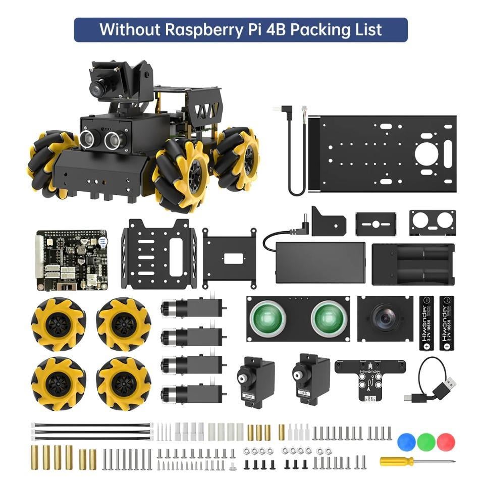 Hiwonder TurboPi Mecanum Tekerli Robot Araba Kiti Açık Kaynak - RPi 4B Dahil Değil