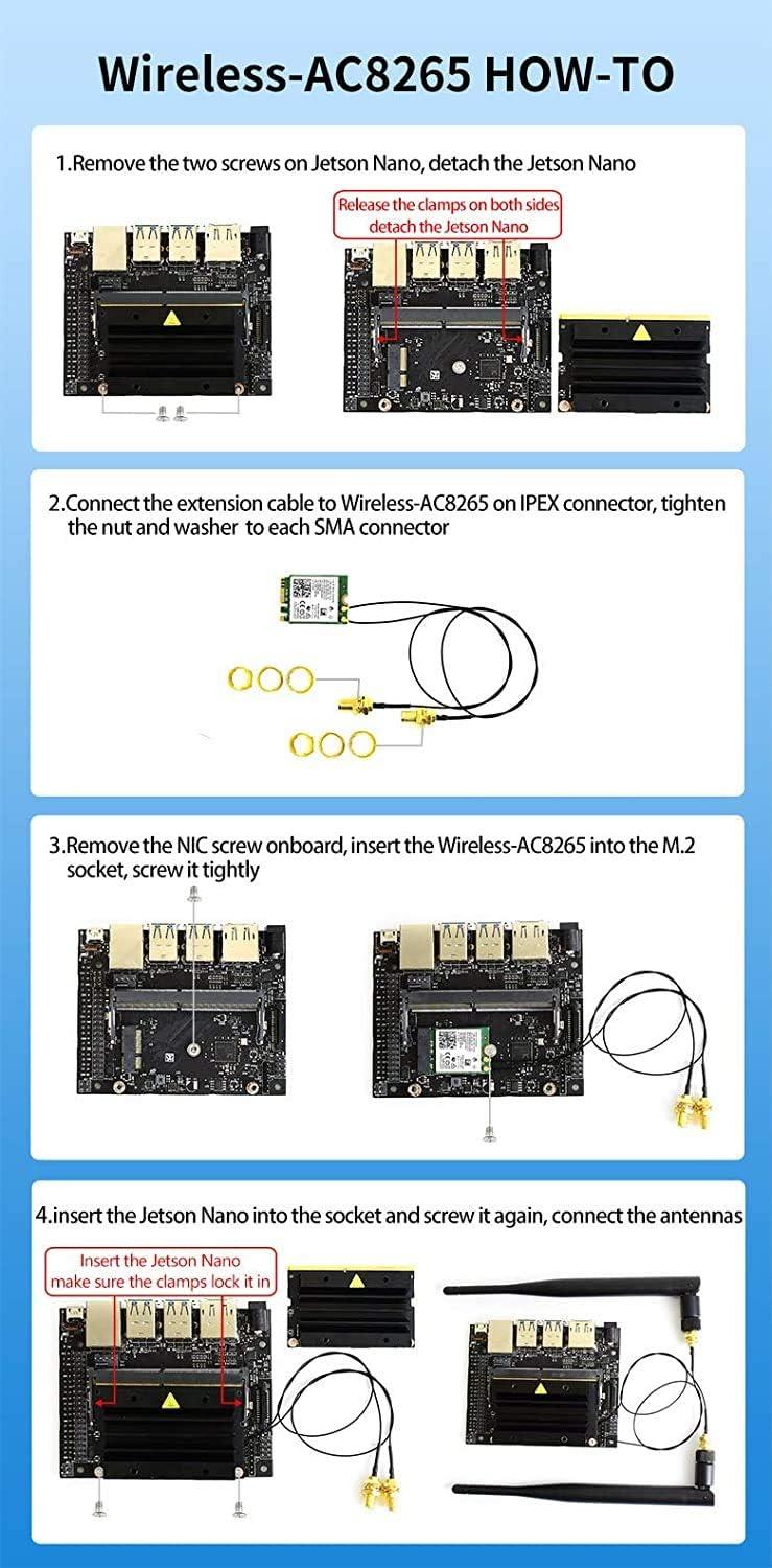 Jetson Nano için Waveshare AC8265 Kablosuz NIC Modülü