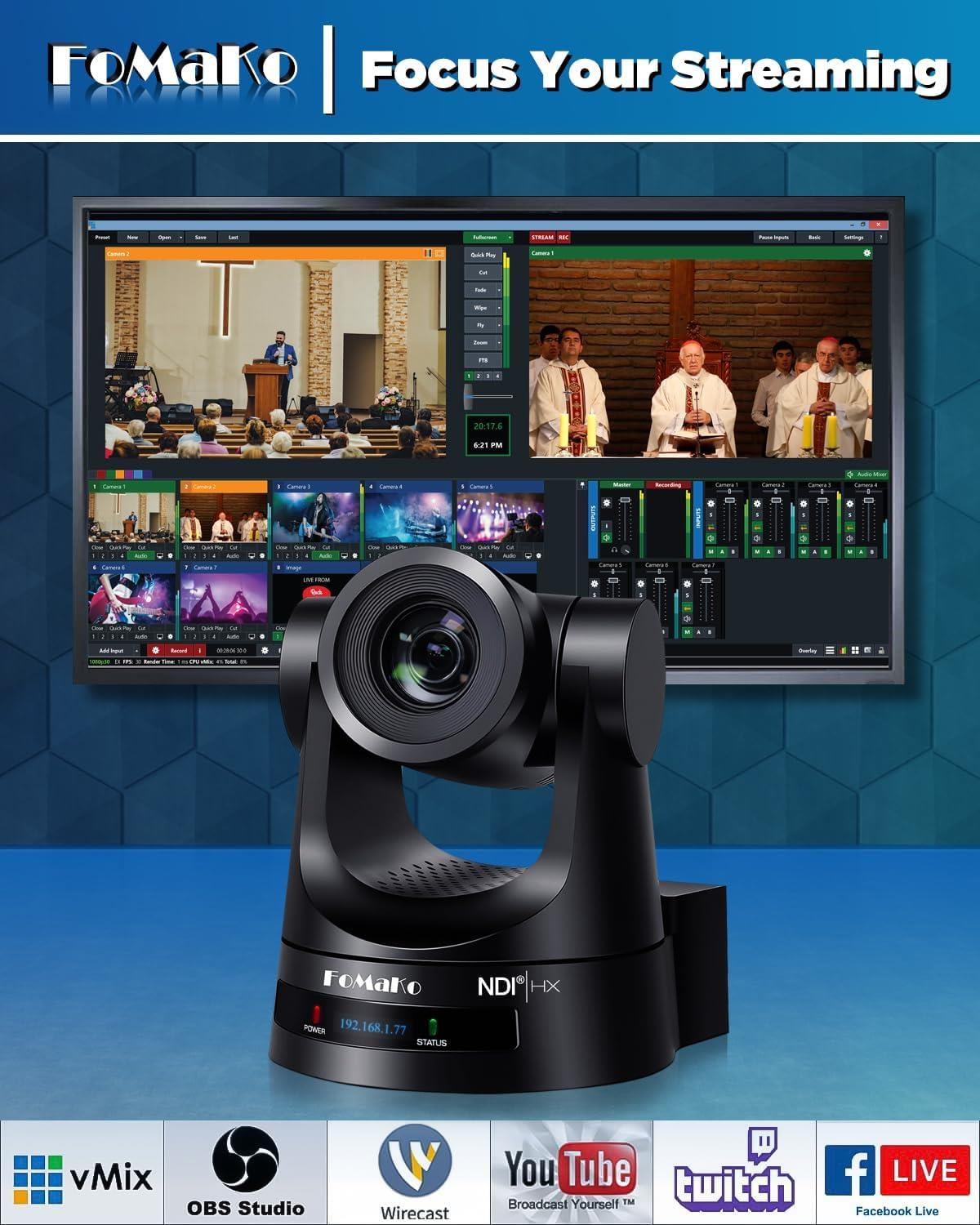 FoMaKo 30x Optik Zoom Ai Yapay Zeka Destekli NDI PTZ Kameralar + Kontrol Klavyesi Bundle
