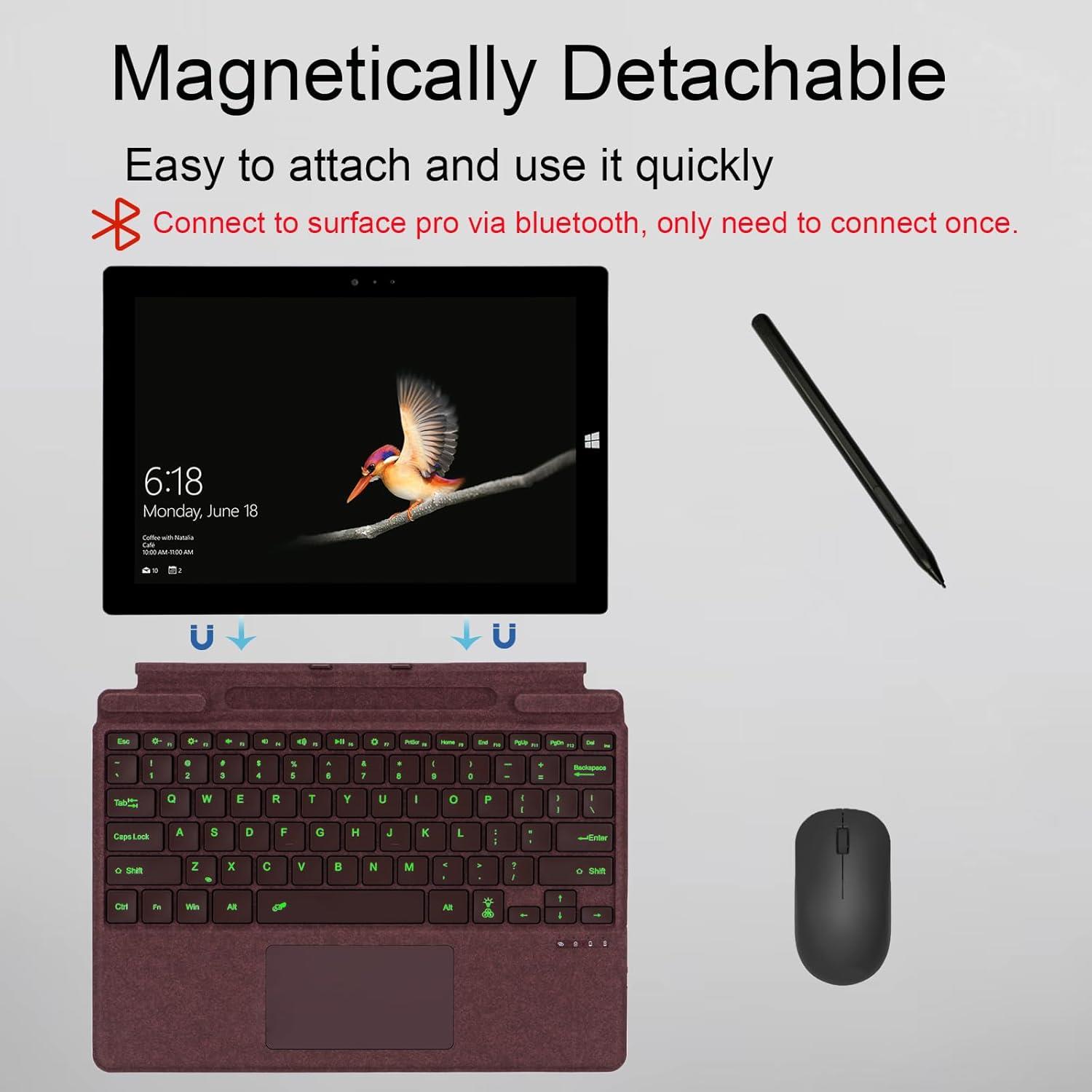 Microsoft Surface Pro 11 10 9 8 X İçin Slim Pen Yuvalı Zoof Signature Klavye Bordo