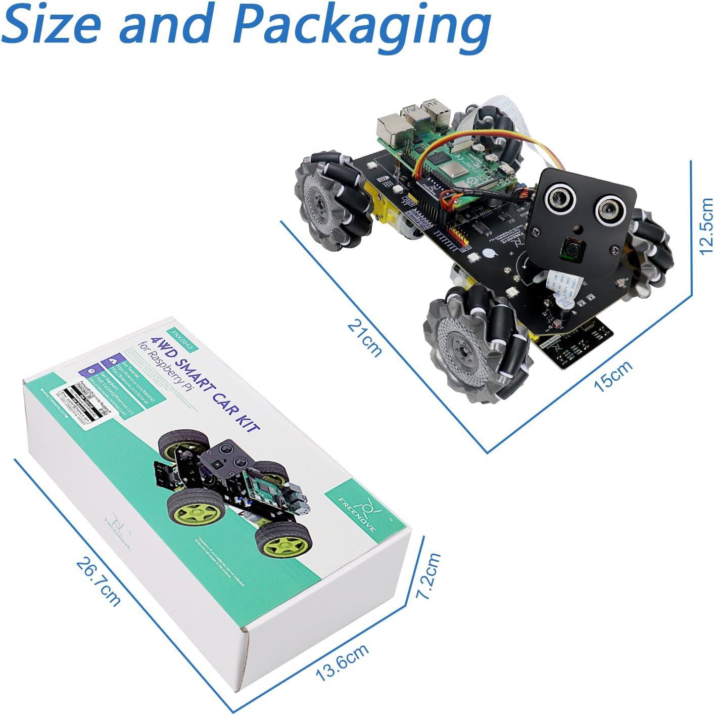 Freenove Mecanum Tekerlek Raspberry Pi 5 4B 3B Araba Kiti