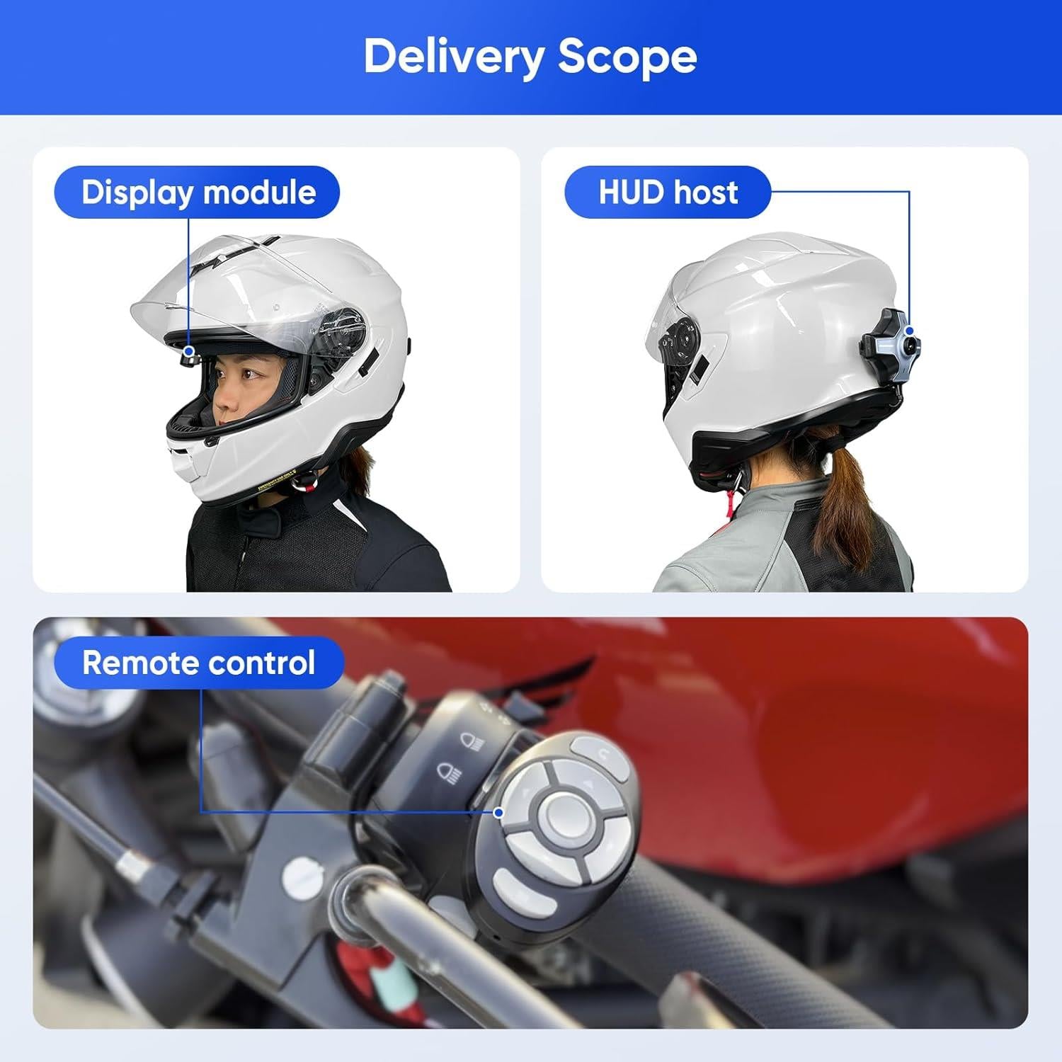Motoeye E6+ Motosiklet Kaskı Ekranı (HUD) ve Geri Görüş Kamerası