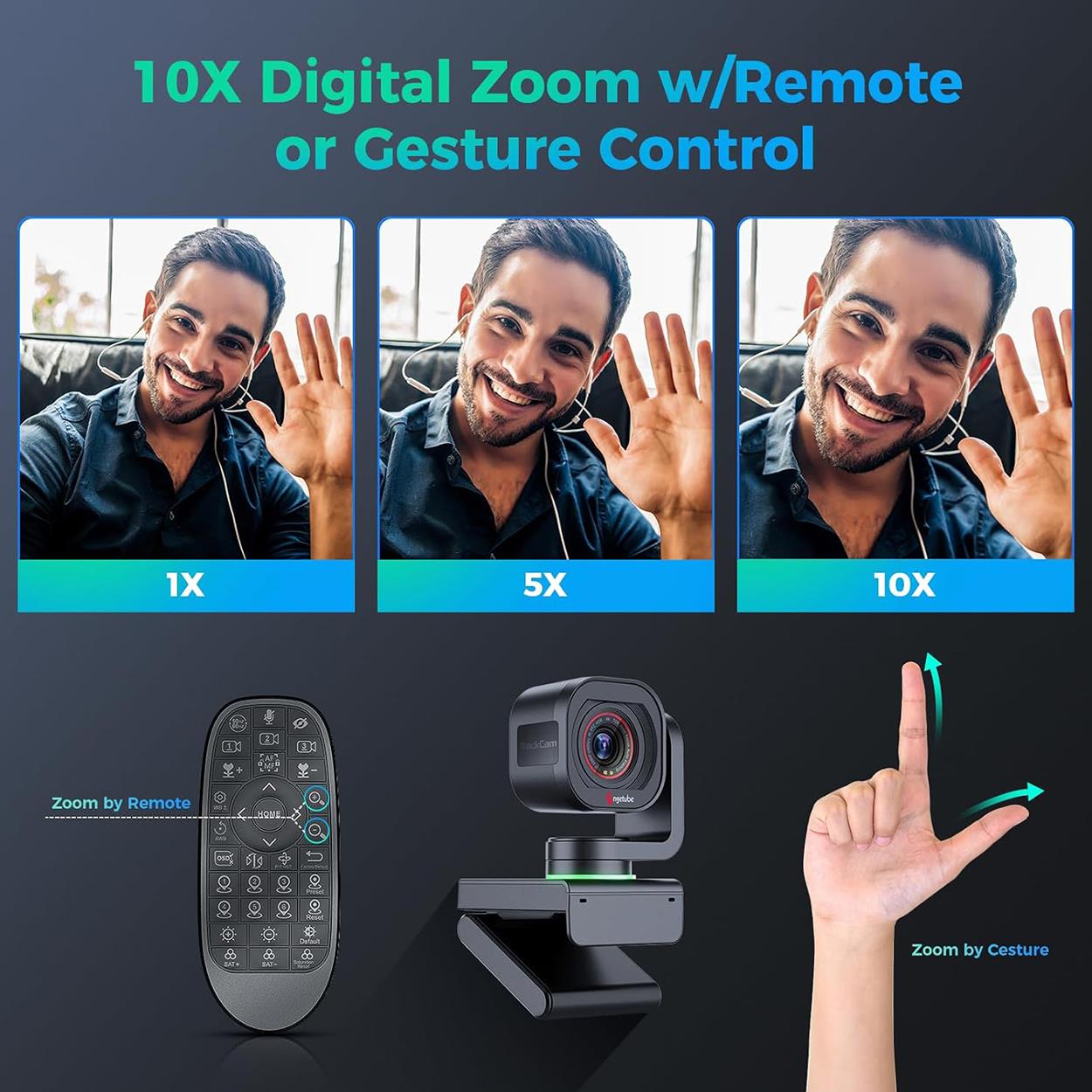 Angetube 4K Ai Takip ve Jest Kontrol PTZ Webcam 871