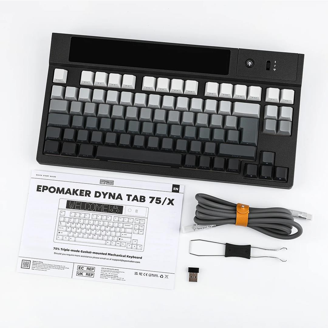EPOMAKER DynaTab 75X RGB LED Ekranlı Kablosuz Mekanik Oyun Klavyesi Siyah