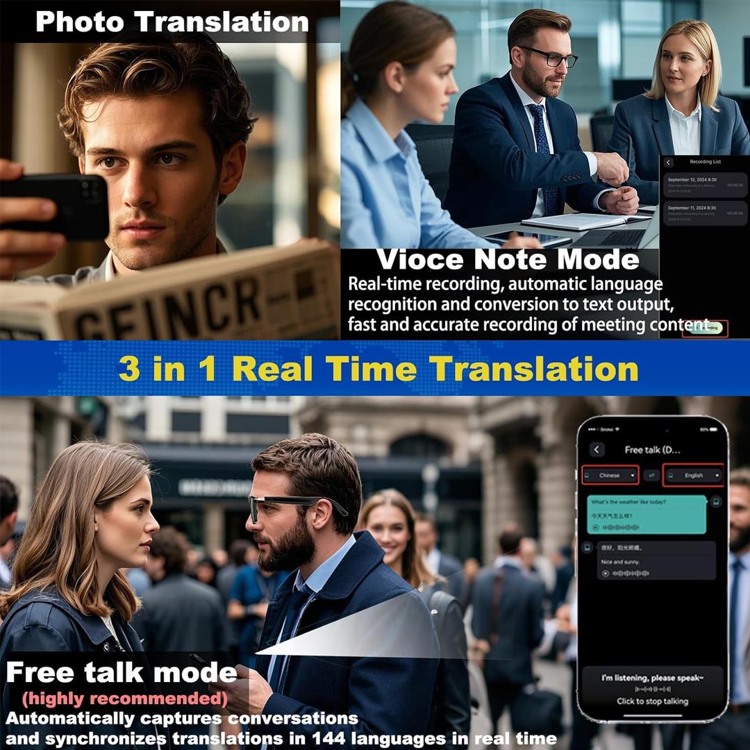 Giinova M01 Ai/Yapay Zeka Dil Çeviri Gözlük Transitions