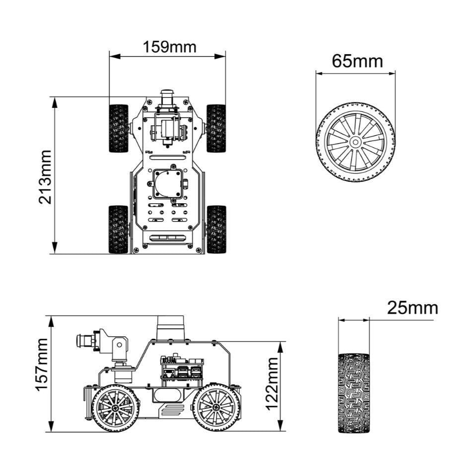 Hiwonder MentorPi A1 Raspberry Pi 5 Robot Araba Ackermann Şasi ROS2 SLAM ve Otonom Sürüş Desteği - Derinlik Kamera ve Lidar Dahil, RPi 5 Dahil Değil