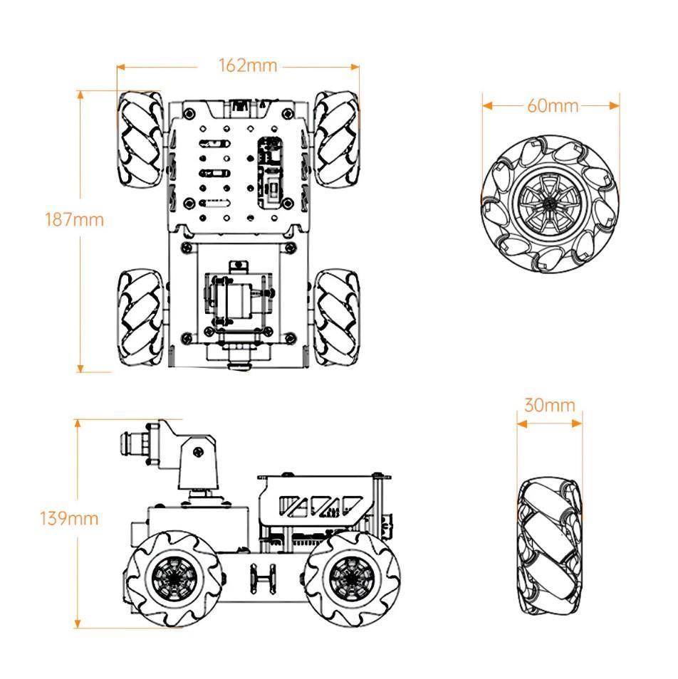 Hiwonder TurboPi Mecanum Tekerli Robot Araba Kiti Açık Kaynak - RPi 4B Dahil Değil