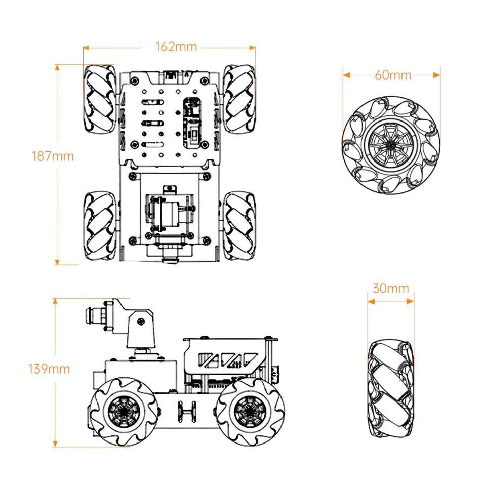 Hiwonder TurboPi Mecanum Tekerli Robot Araba Kiti Açık Kaynak - RPi 4B Dahil Değil