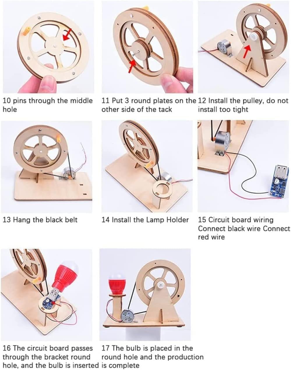 Ahşap Elektrik Jeneratörü DIY Kendin Yap STEM Deney Seti