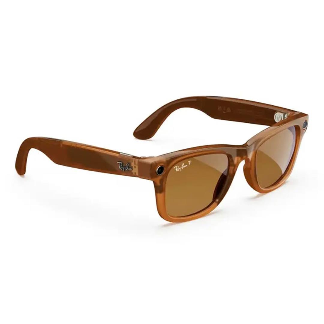 Ray-Ban Meta Wayfarer Kameralı Yapay Zekalı Akıllı Gözlük  Shiny Caramel Polarized Brown Lenses 52 Beden