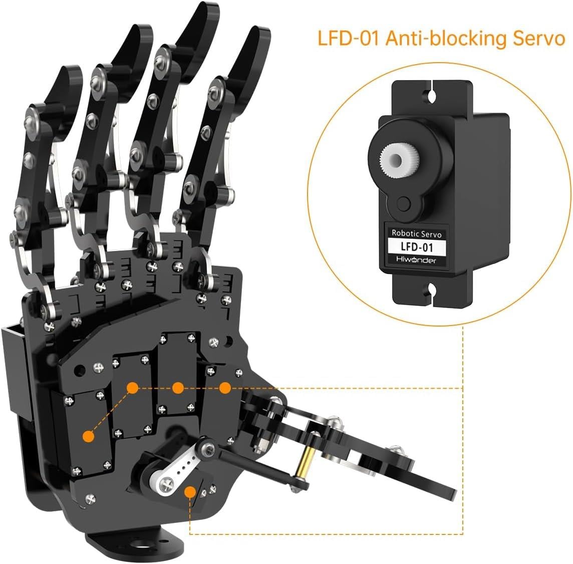Hiwonder uHand Robotik El ve Parmaklar İkincil Geliştirmeyi Destekler - Sol El