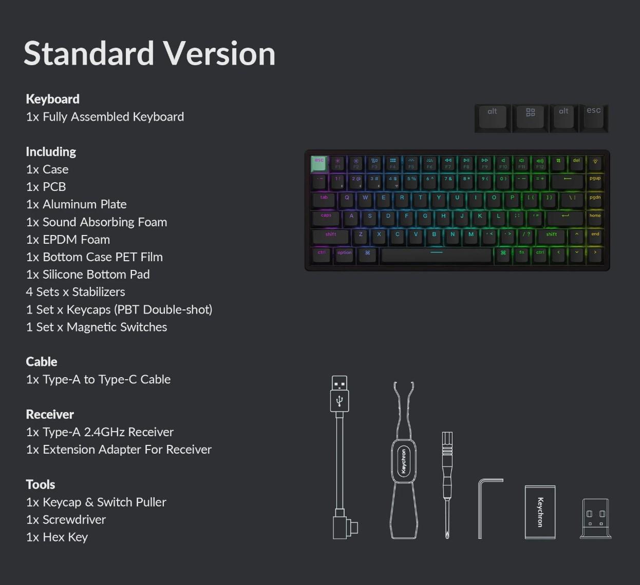 Keychron K2 HE Kablosuz Mekanik Klavye Standart Edition