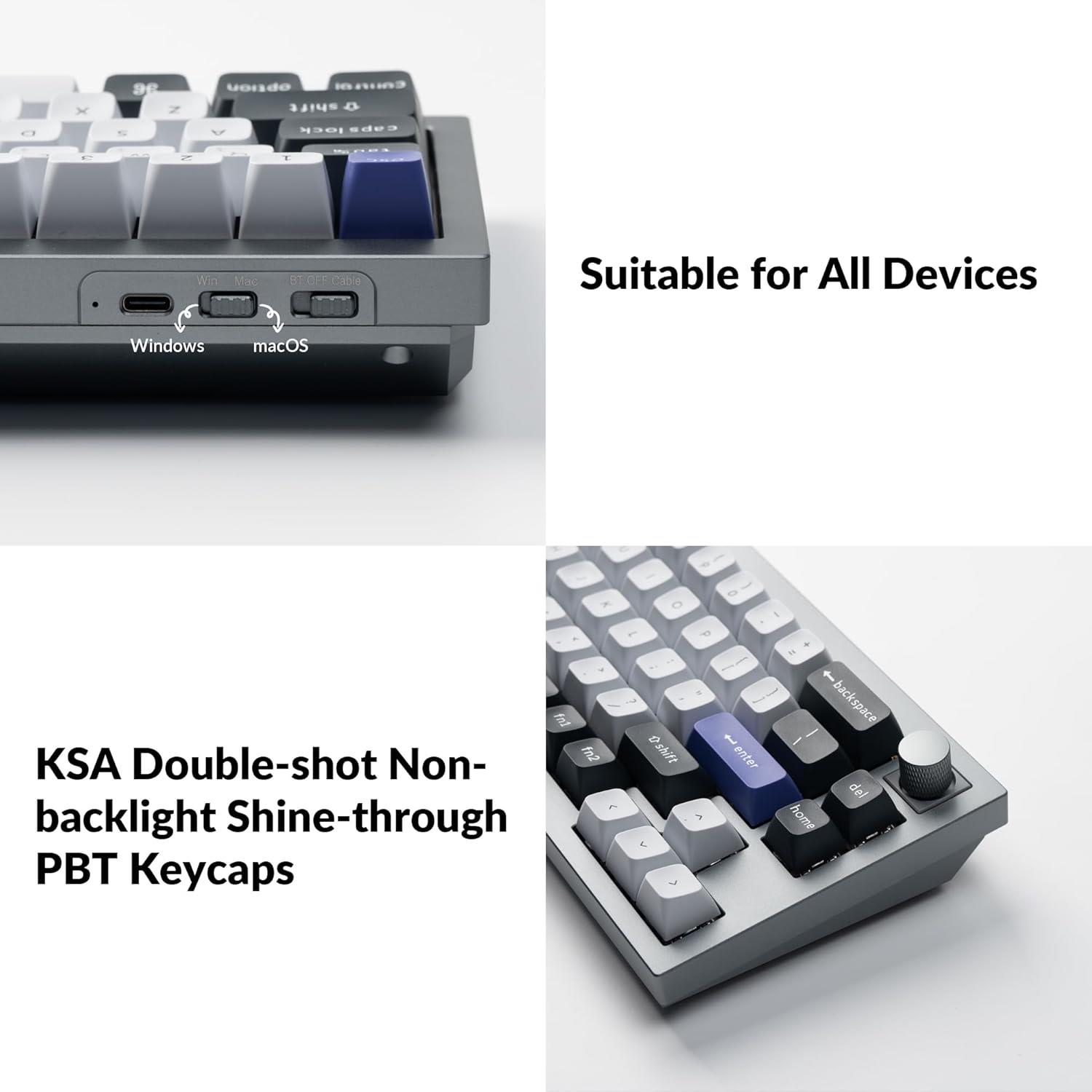 Keychron Q2 Pro QMK/VIA RGB Kablosuz Özel Mekanik Klavye Gri