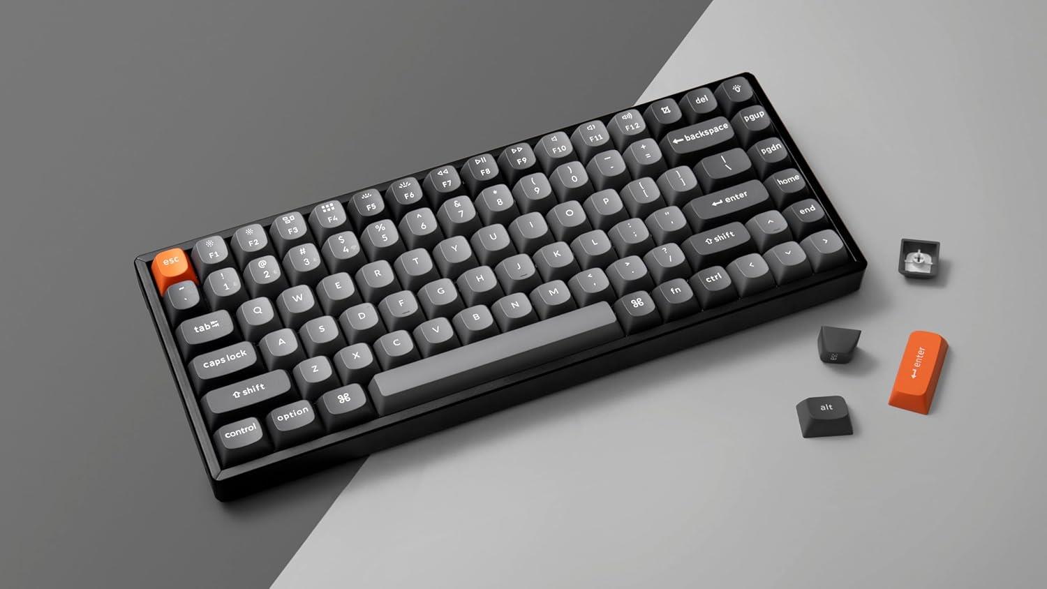 Keychron K2 Max QMK VIA Kablosuz Özel Mekanik Klavye Siyah Alüminyum Kırmızı Switch