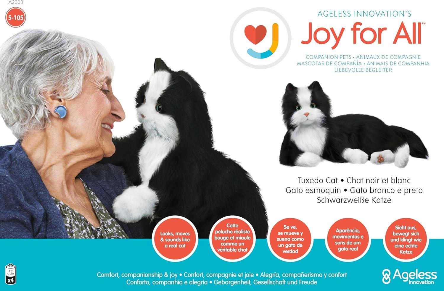 JOY FOR ALL Gerçekçi Etkileşimli Siyah Beyaz Smokin Kedi