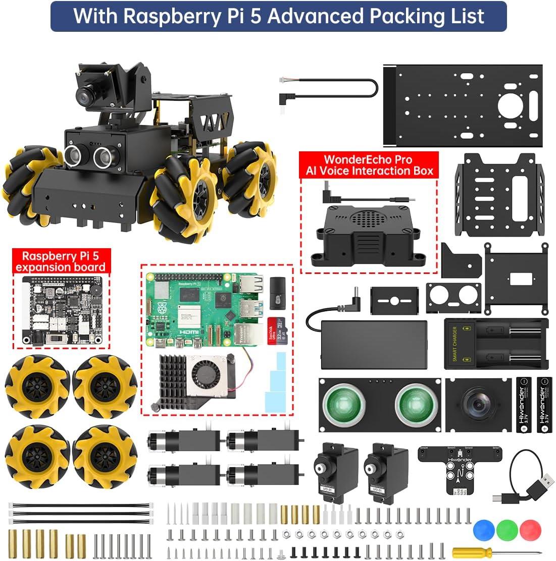 Hiwonder TurboPi Mecanum Tekerlekli Robot Araba Kiti Açık Kaynak - RPi 5 8GB Dahil Advanced Kit