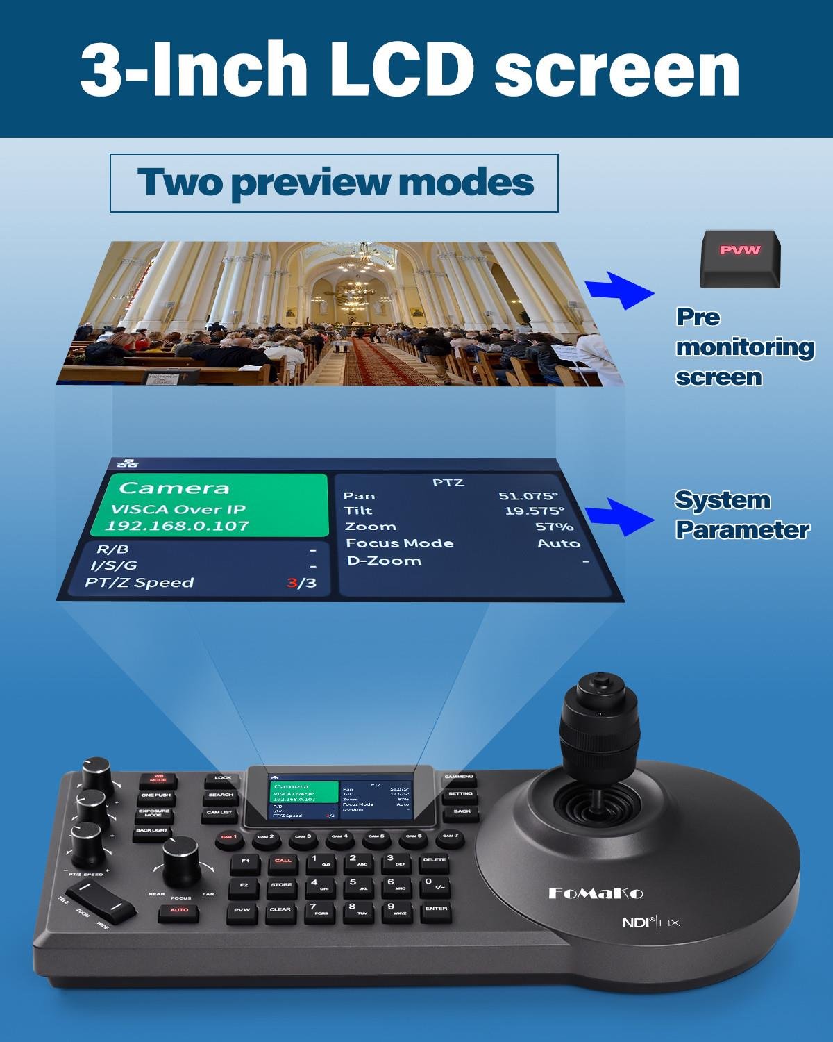 FoMaKo NDI PTZ Kamera Kontrol Klavyesi KC608N