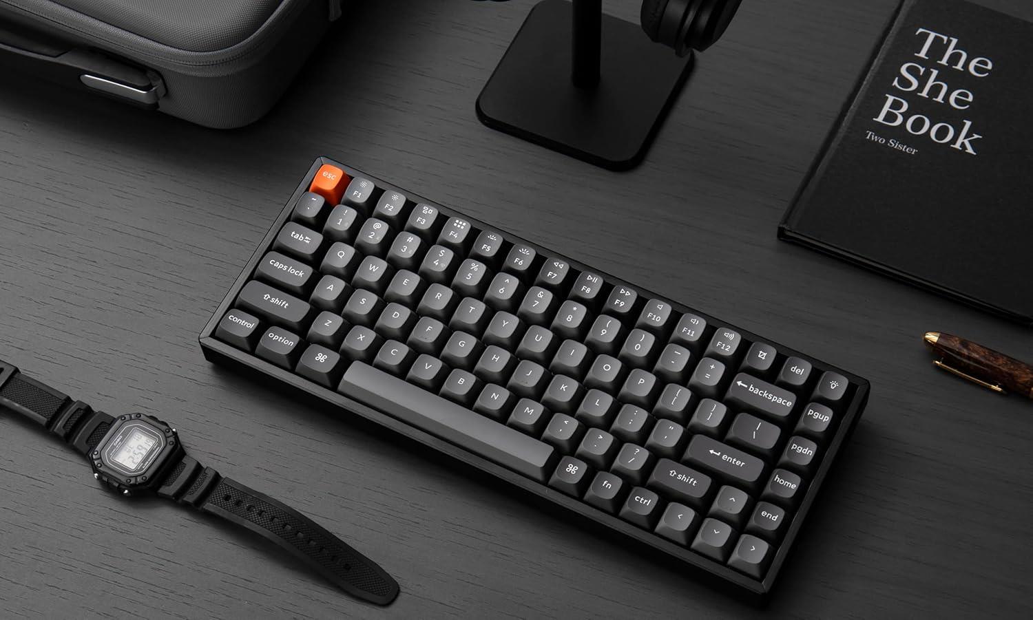 Keychron K2 Max QMK VIA Kablosuz Özel Mekanik Klavye Siyah Alüminyum Kırmızı Switch