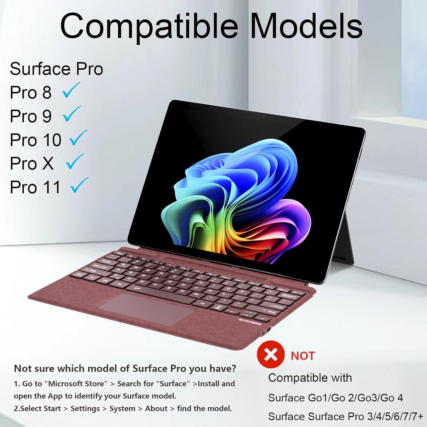 Microsoft Surface Pro 11 10 9 8 X İçin Slim Pen Yuvalı Zoof Signature Klavye Bordo