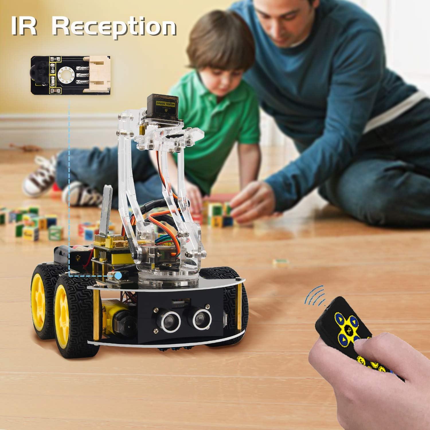 Keyestudio 4WD Mekanik Kollu Arduino Robot Araba Yapma Seti