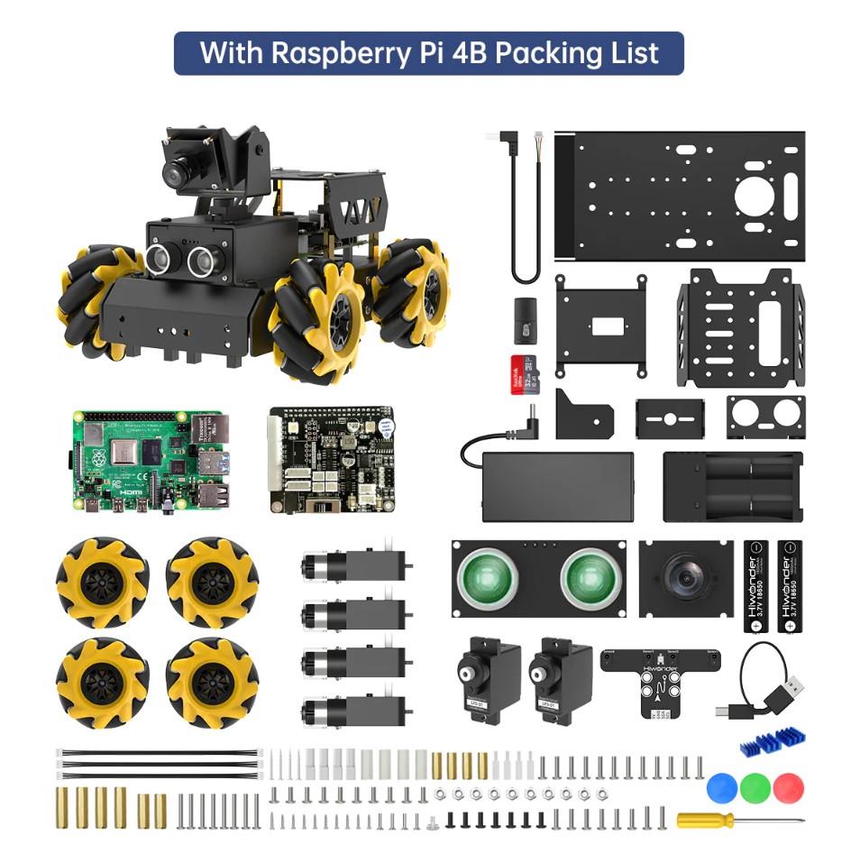 Hiwonder TurboPi Mecanum Tekerlekli Robot Araba Kiti Açık Kaynak - RPi 4B 8GB Dahil