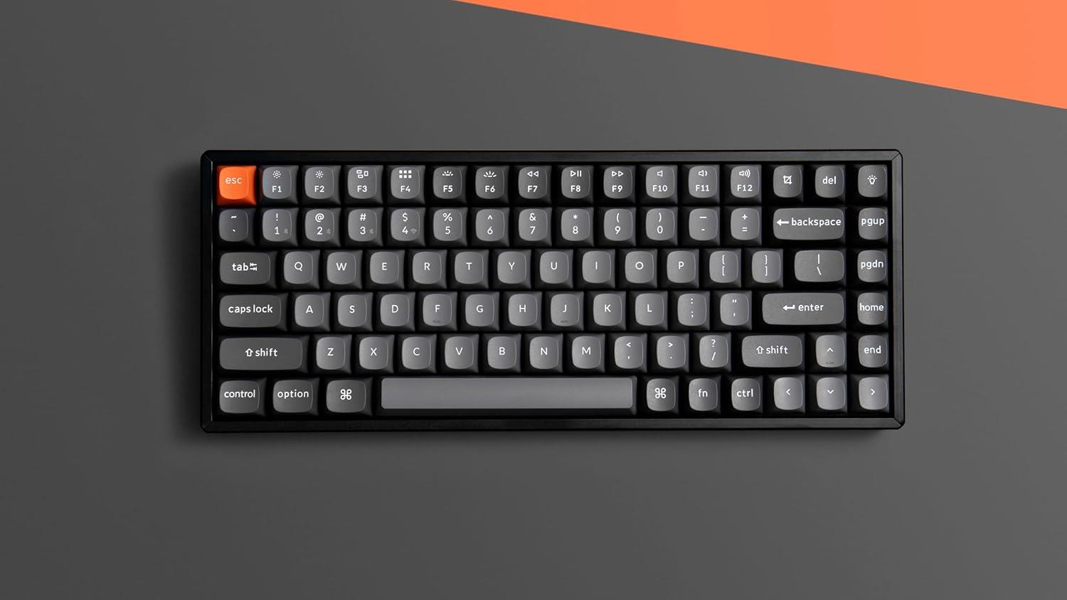 Keychron K2 Max QMK VIA Kablosuz Özel Mekanik Klavye Siyah Alüminyum Kırmızı Switch