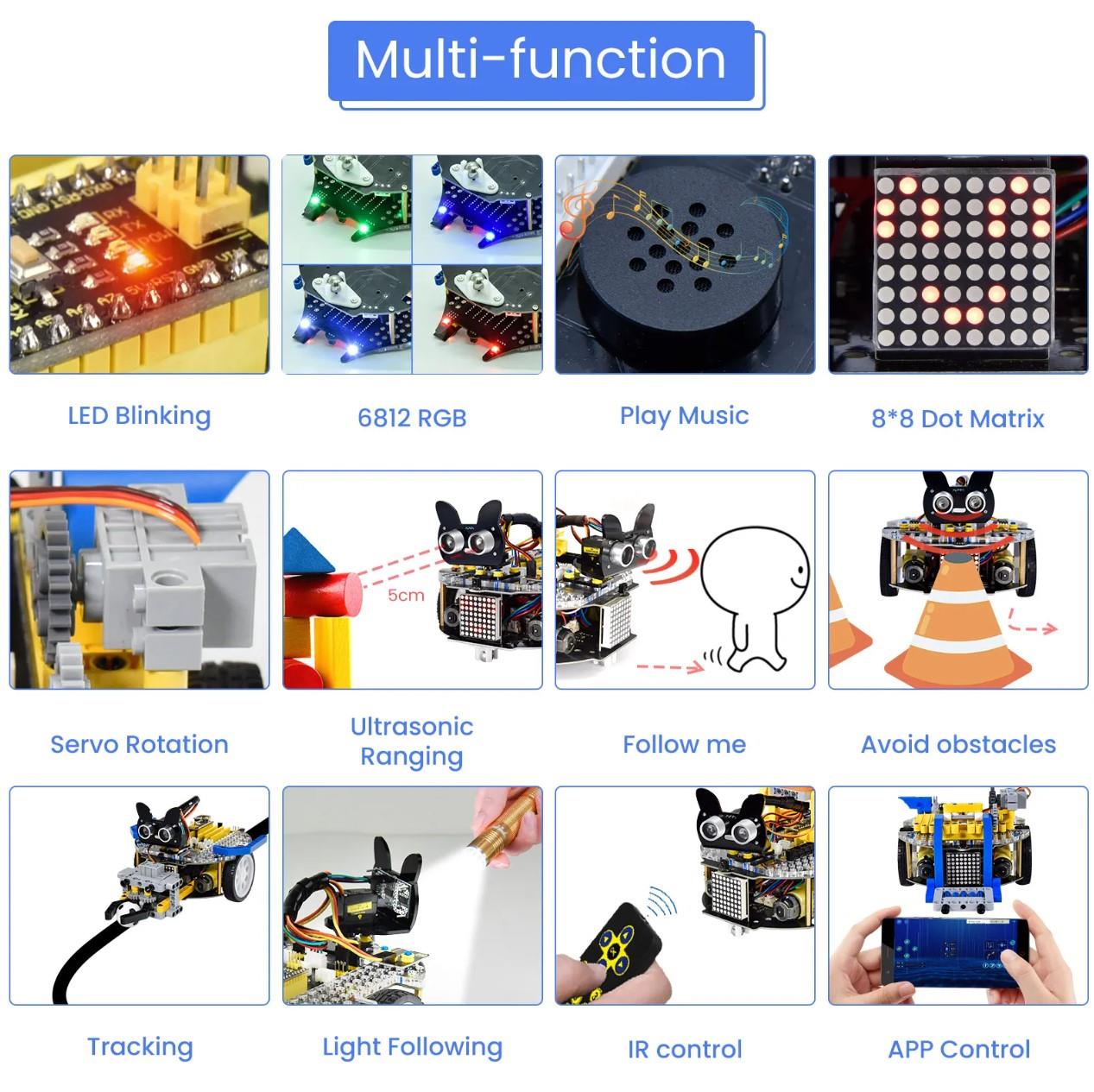 Keyestudio Beetlebot Arduino STEM 3'ü 1 Arada Çizgi İzleyen Robot Araba Kiti