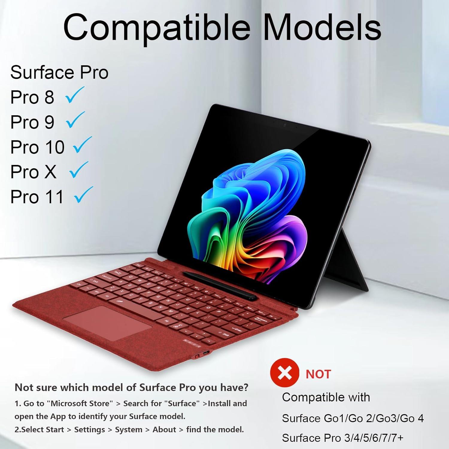 Microsoft Surface Pro 11 10 9 8 X İçin Slim Pen Yuvalı Zoof Signature Klavye Koyu Kırmızı
