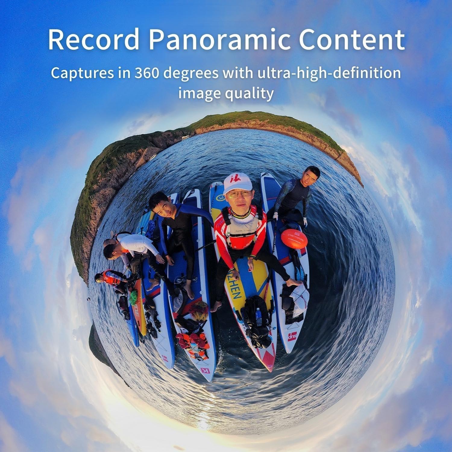 Kandao QooCam 3 5.7K Video 62MP Fotoğraf 360 Aksiyon Kamera Motosiklet Kiti