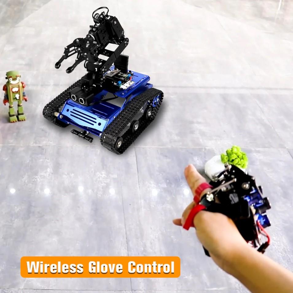 Hiwonder Tankbot Track Robotik Kollu Robot Araba STM32 Programlama (Somatosensoriyel Eldiven Dahil)
