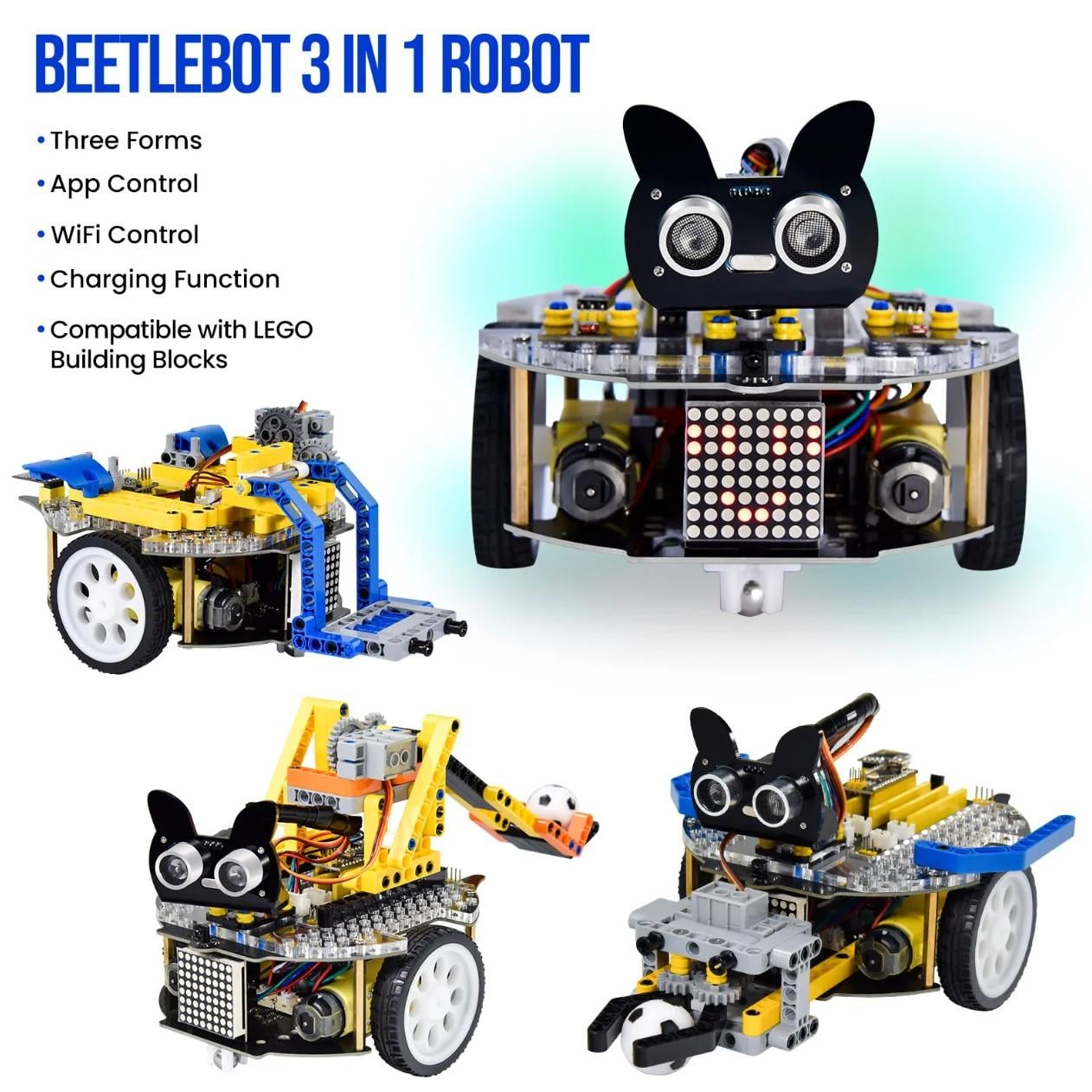 Keyestudio Beetlebot Arduino STEM 3'ü 1 Arada Çizgi İzleyen Robot Araba Kiti
