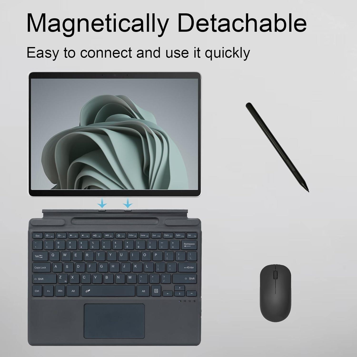 Microsoft Surface Pro 11 10 9 8 X İçin Slim Pen Yuvalı Zoof Signature Klavye Gri