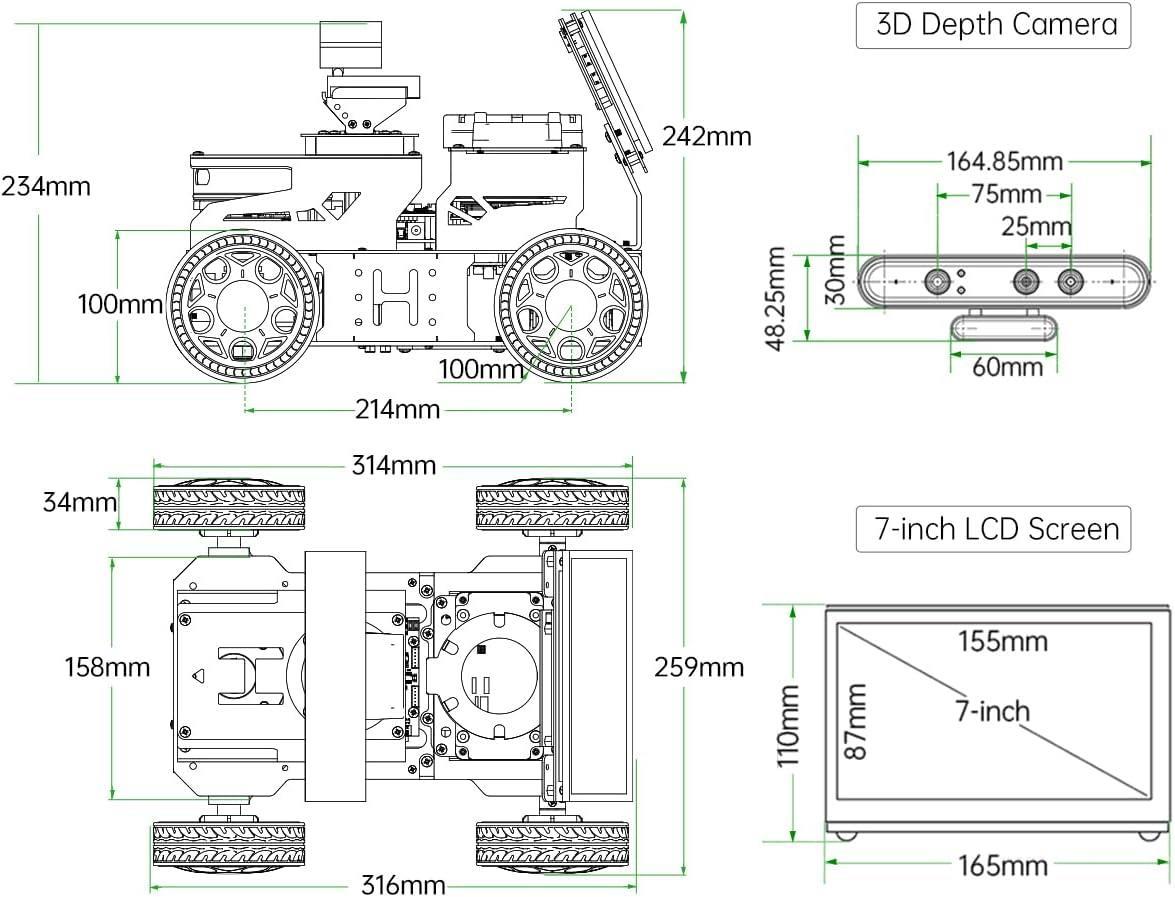 Hiwonder JetAcker ROS1 ROS2 Jetson Nano Ai Yapay Zeka Görüş Otonom Robot Araba Standart Kit Jetson Nano 4GB Dahil