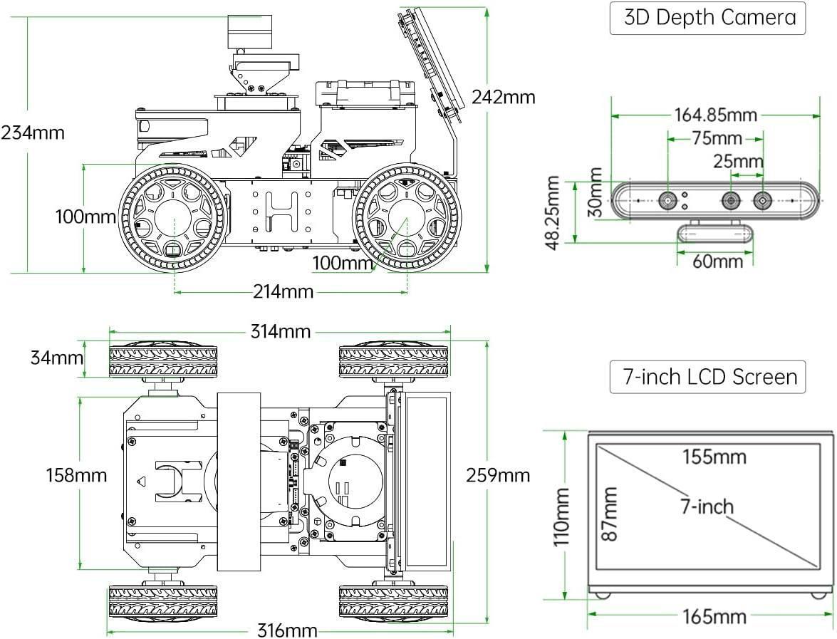 Hiwonder JetAcker ROS1 ROS2 Jetson Nano Ai Yapay Zeka Görüş Otonom Robot Araba Standart Kit Jetson Nano 4GB Dahil