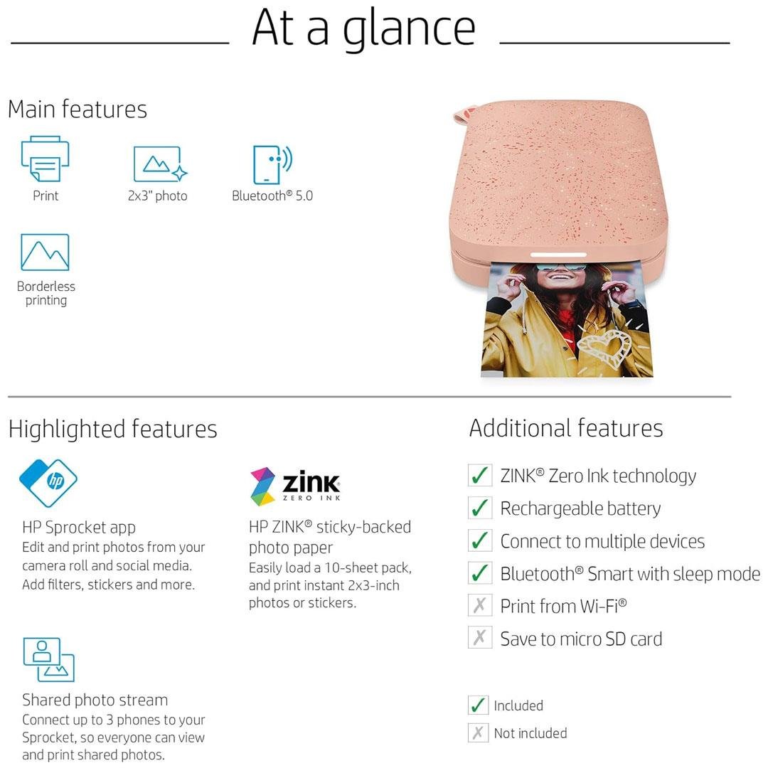 HP Sprocket Anında Akıllı Telefon Fotoğraf Yazıcısı