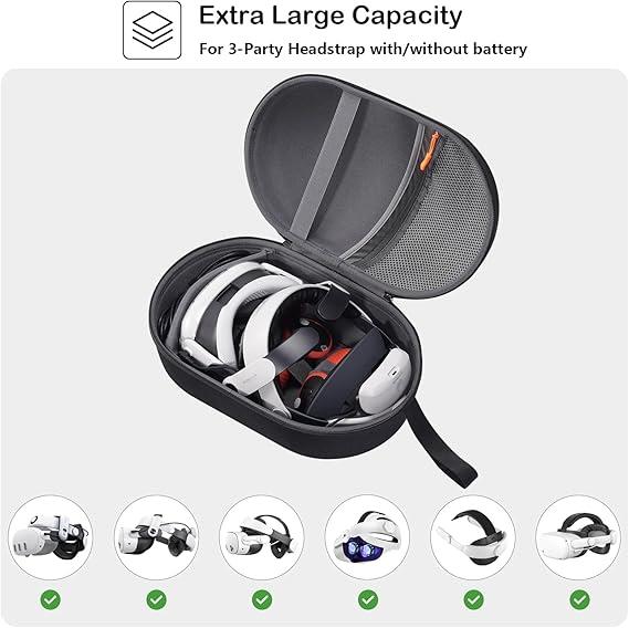 Meta Quest 2 3 3S Vision Pro Sert Taşıma Çantası Siyah