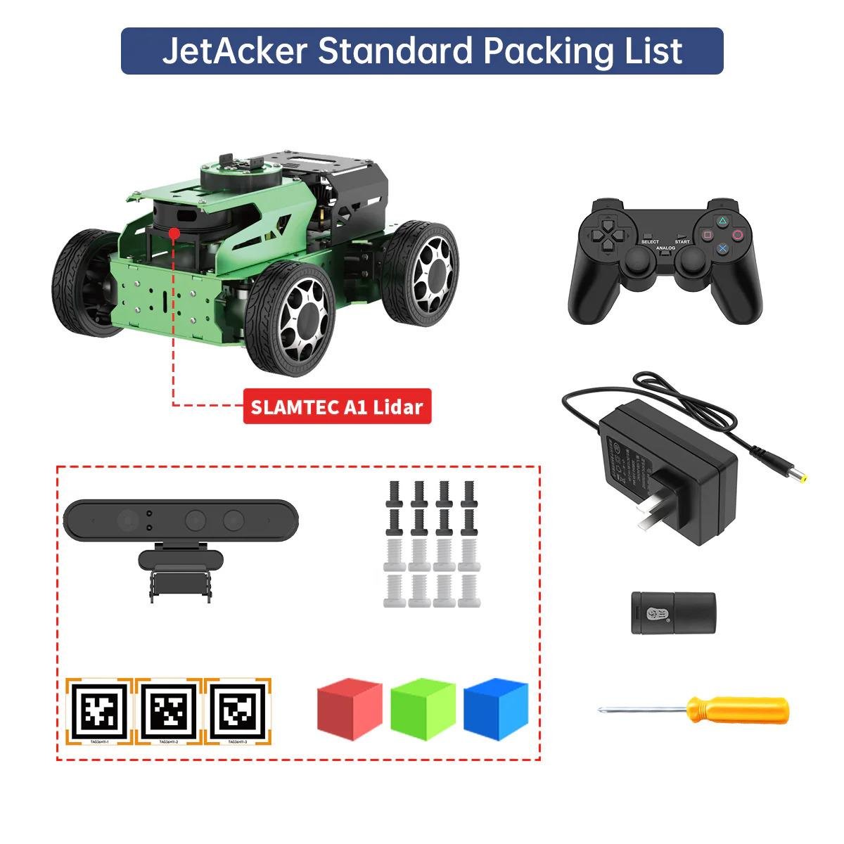 Hiwonder JetAcker ROS1 ROS2 Jetson Nano Ai Yapay Zeka Görüş Otonom Robot Araba Standart Kit Jetson Nano 4GB Dahil